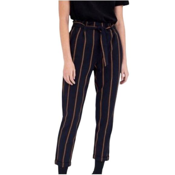 Zara Striped Paperbag Style Pull-on Trouser Pants Navy + Tan
Women's Size Medium - Picture 1 of 5